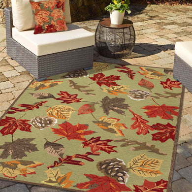 Liora Manne Ravella Falling Leaves Indoor Outdoor Area Rug Moss