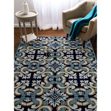 Load image into Gallery viewer, Liora Manne Ravella Floral Tile Indoor Outdoor Area Rug Navy