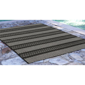 Liora Manne Belmont Horizontal Stripe Indoor Outdoor Area Rug Charcoal