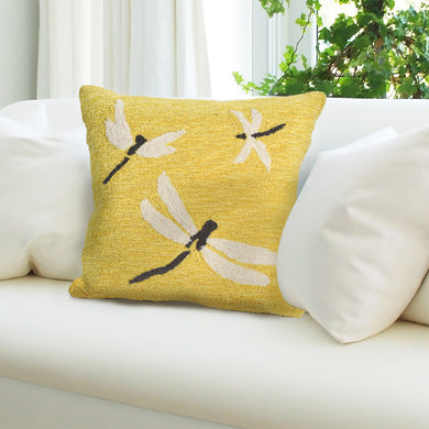 Liora Manne Frontporch Dragonfly Indoor Outdoor Decorative Pillow Yellow