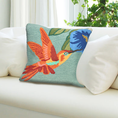 Liora Manne Frontporch Hummingbird Indoor Outdoor Decorative Pillow Sky