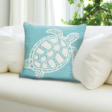 Load image into Gallery viewer, Liora Manne Frontporch Turtle Indoor Outdoor Decorative Pillow Aqua