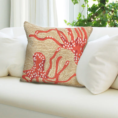 Liora Manne Frontporch Octopus Indoor Outdoor Decorative Pillow Coral