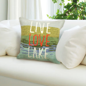 Liora Manne Frontporch Live Love Lake Indoor Outdoor Pillow Water