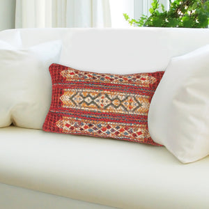 Liora Manne Marina Tribal Stripe Indoor Outdoor Decorative Pillow Red