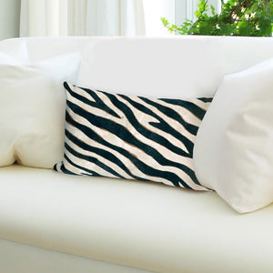 Liora Manne Visions I Zebra Indoor Outdoor Decorative Pillow Black