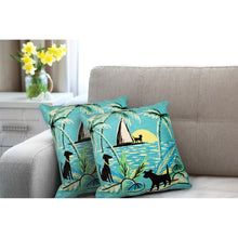 Load image into Gallery viewer, Liora Manne Illusions Aloha Dogs Indoor Outdoor Decorative Pillow Sunrise