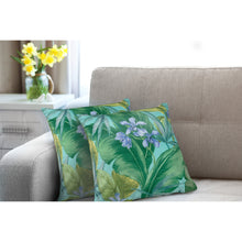 Load image into Gallery viewer, Liora Manne Illusions Tropical Leaf Indoor Outdoor Decorative Pillow Aqua