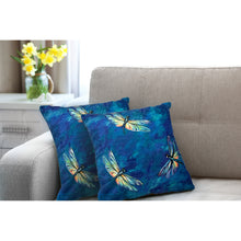 Load image into Gallery viewer, Liora Manne Illusions Dragonflies Indoor Outdoor Decorative Pillow Midnight