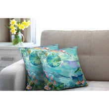 Load image into Gallery viewer, Liora Manne Illusions Peaceful Pond Indoor Outdoor Decorative Pillow Seafoam