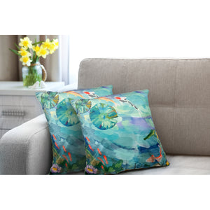 Liora Manne Illusions Peaceful Pond Indoor Outdoor Decorative Pillow Seafoam