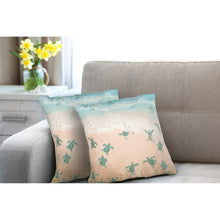 Load image into Gallery viewer, Liora Manne Illusions Turtle Beach Indoor Outdoor Decorative Pillow Aqua