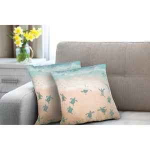 Liora Manne Illusions Turtle Beach Indoor Outdoor Decorative Pillow Aqua