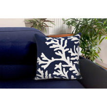 Load image into Gallery viewer, Liora Manne Frontporch Coral Indoor Outdoor Decorative Pillow Navy