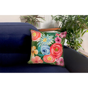 Liora Manne Illusions Flower Garden Indoor Outdoor Decorative Pillow Green