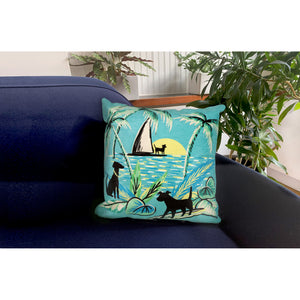 Liora Manne Illusions Aloha Dogs Indoor Outdoor Decorative Pillow Sunrise