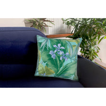 Load image into Gallery viewer, Liora Manne Illusions Tropical Leaf Indoor Outdoor Decorative Pillow Aqua