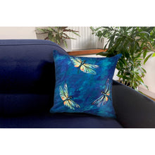 Load image into Gallery viewer, Liora Manne Illusions Dragonflies Indoor Outdoor Decorative Pillow Midnight