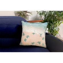 Load image into Gallery viewer, Liora Manne Illusions Turtle Beach Indoor Outdoor Decorative Pillow Aqua