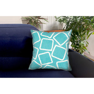 Liora Manne Visions I Squares Indoor Outdoor Decorative Pillow Aqua