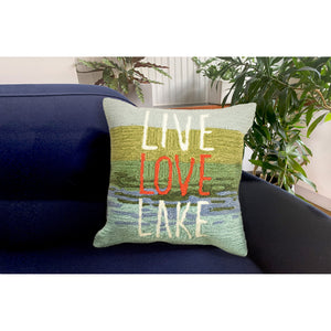 Liora Manne Frontporch Live Love Lake Indoor Outdoor Pillow Water