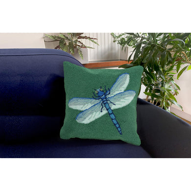 Liora Manne Frontporch Garden Dragonfly Indoor Outdoor Pillow Green