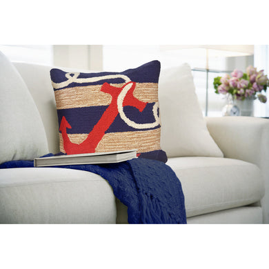 Liora Manne Frontporch Anchor Indoor Outdoor Decorative Pillow Navy