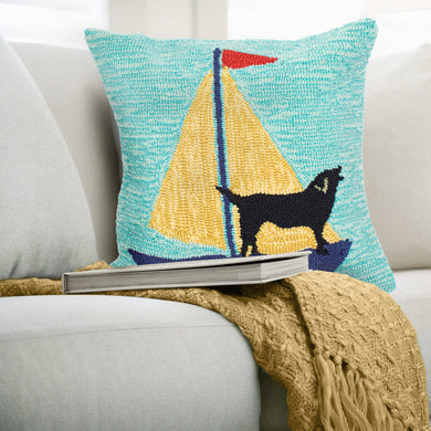 Liora Manne Frontporch Sailing Dog Indoor Outdoor Decorative Pillow Yellow