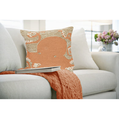 Liora Manne Frontporch Octopus Indoor Outdoor Decorative Pillow Coral