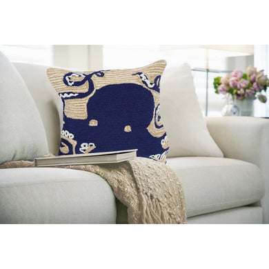 Liora Manne Frontporch Octopus Indoor Outdoor Decorative Pillow Navy