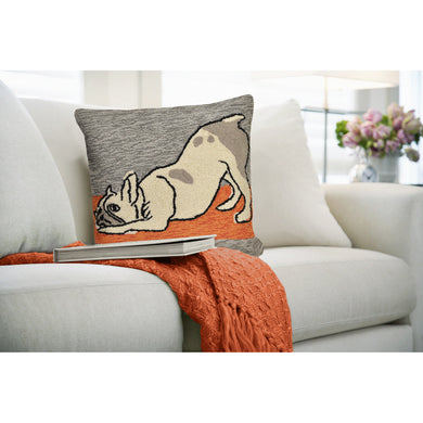 Liora Manne Frontporch Yoga Dogs Indoor Outdoor Decorative Pillow Heather