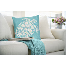 Load image into Gallery viewer, Liora Manne Frontporch Turtle Indoor Outdoor Decorative Pillow Aqua