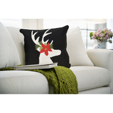 Load image into Gallery viewer, Liora Manne Frontporch Reindeer Indoor Outdoor Decorative Pillow Black