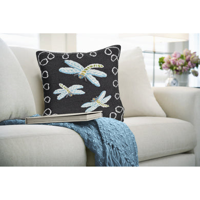 Liora Manne Frontporch Dragonfly Indoor Outdoor Decorative Pillow Midnight