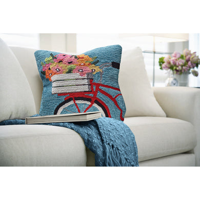 Liora Manne Frontporch Bike Ride Indoor Outdoor Decorative Pillow Blue