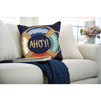 Liora Manne Frontporch Ahoy Indoor Outdoor Decorative Pillow Navy