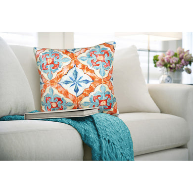 Liora Manne Illusions Madrid Indoor Outdoor Decorative Pillow Aqua