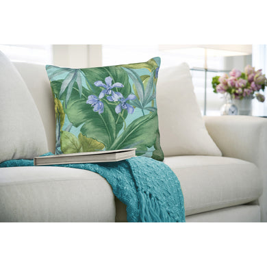 Liora Manne Illusions Tropical Leaf Indoor Outdoor Decorative Pillow Aqua