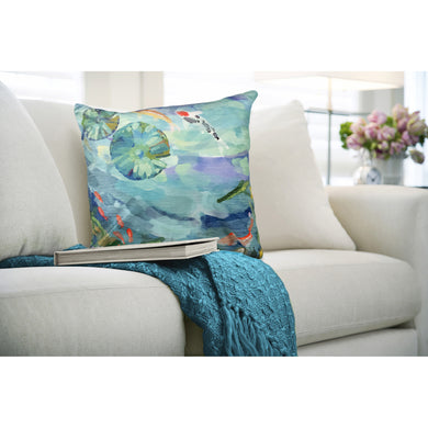 Liora Manne Illusions Peaceful Pond Indoor Outdoor Decorative Pillow Seafoam