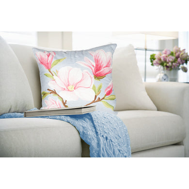 Liora Manne Illusions Magnolia Indoor Outdoor Decorative Pillow Chambray