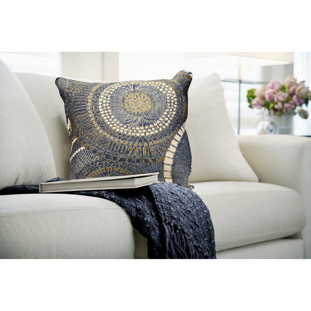 Liora Manne Marina Circles Indoor Outdoor Decorative Pillow Azure