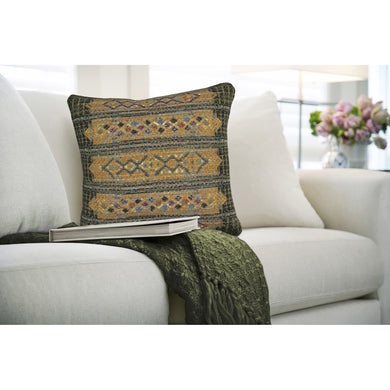 Liora Manne Marina Tribal Stripe Indoor Outdoor Decorative Pillow Green