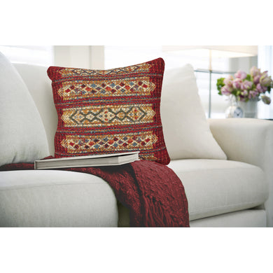 Liora Manne Marina Tribal Stripe Indoor Outdoor Decorative Pillow Red