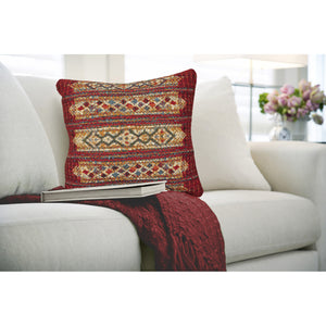 Liora Manne Marina Tribal Stripe Indoor Outdoor Decorative Pillow Red