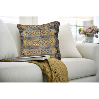 Liora Manne Marina Tribal Stripe Indoor Outdoor Decorative Pillow Black