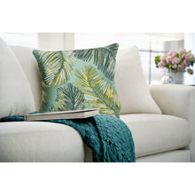 Load image into Gallery viewer, Liora Manne Marina Palm Border Indoor Outdoor Decorative Pillow Aqua