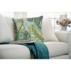 Liora Manne Marina Palm Border Indoor Outdoor Decorative Pillow Aqua