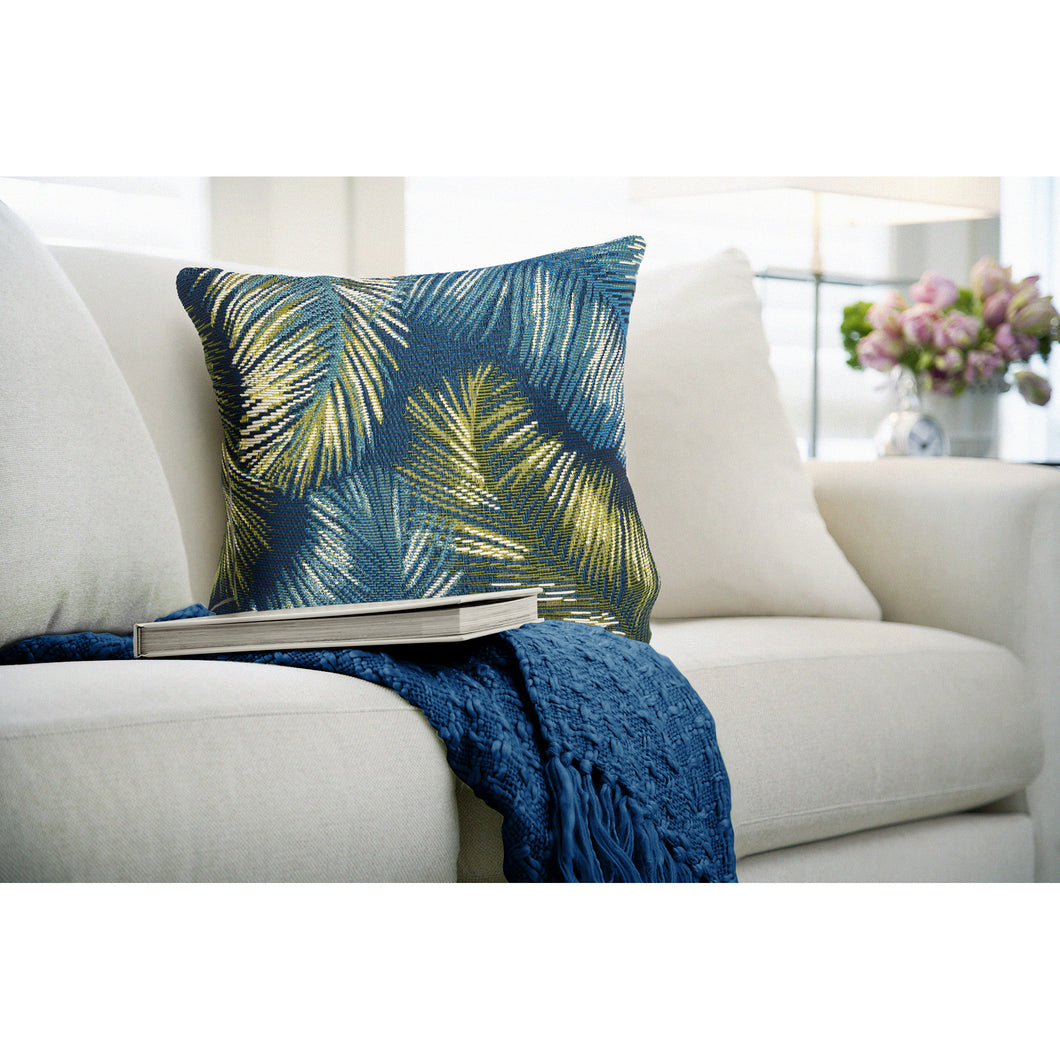 Liora Manne Marina Palm Border Indoor Outdoor Decorative Pillow Navy