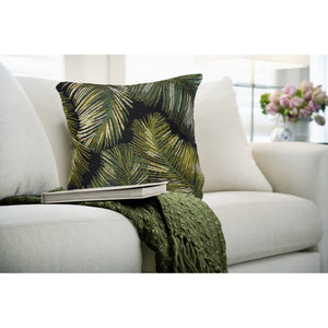 Liora Manne Marina Palm Border Indoor Outdoor Decorative Pillow Black