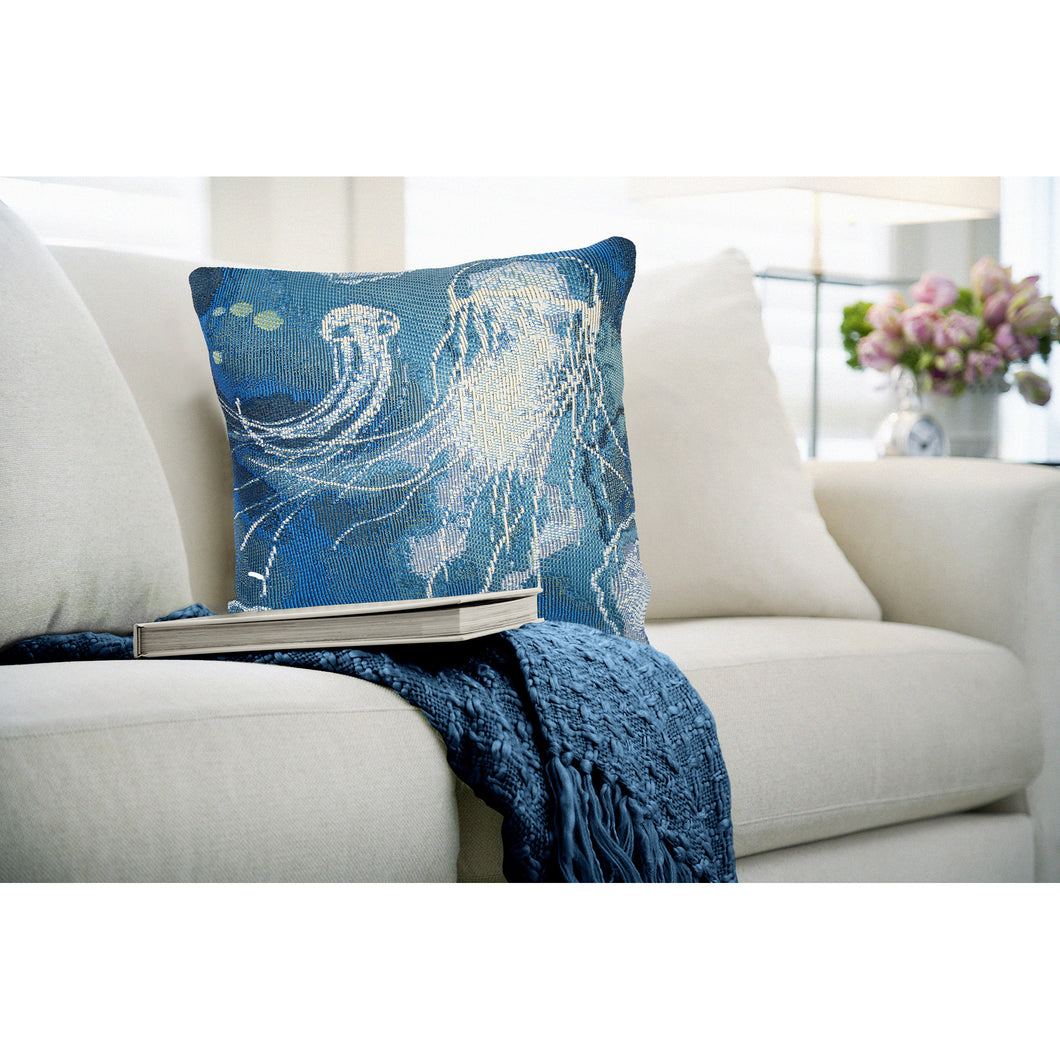 Liora Manne Marina Jelly Fish Indoor Outdoor Decorative Pillow Bloom